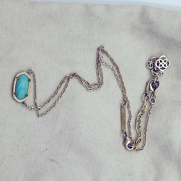 Kendra Scott Elisa Pendant Necklace In Turquoise Blue /Gold - Picture 2 of 3